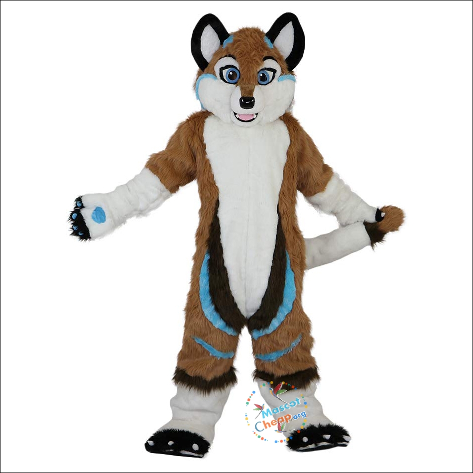 Brown Fox Dog Husky Cartoon Mascot Costume