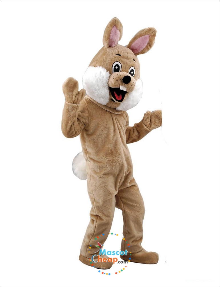 Cute Happy Brown Rabbit Mascot Costume