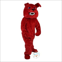 Cartoon Red Bulldog Fierce Vicious Dog Mascot Costume