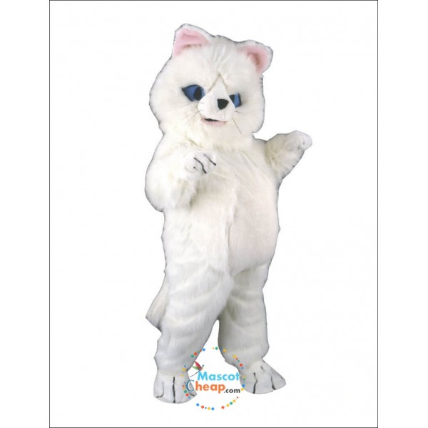 White Shaggy Cat Mascot Costume