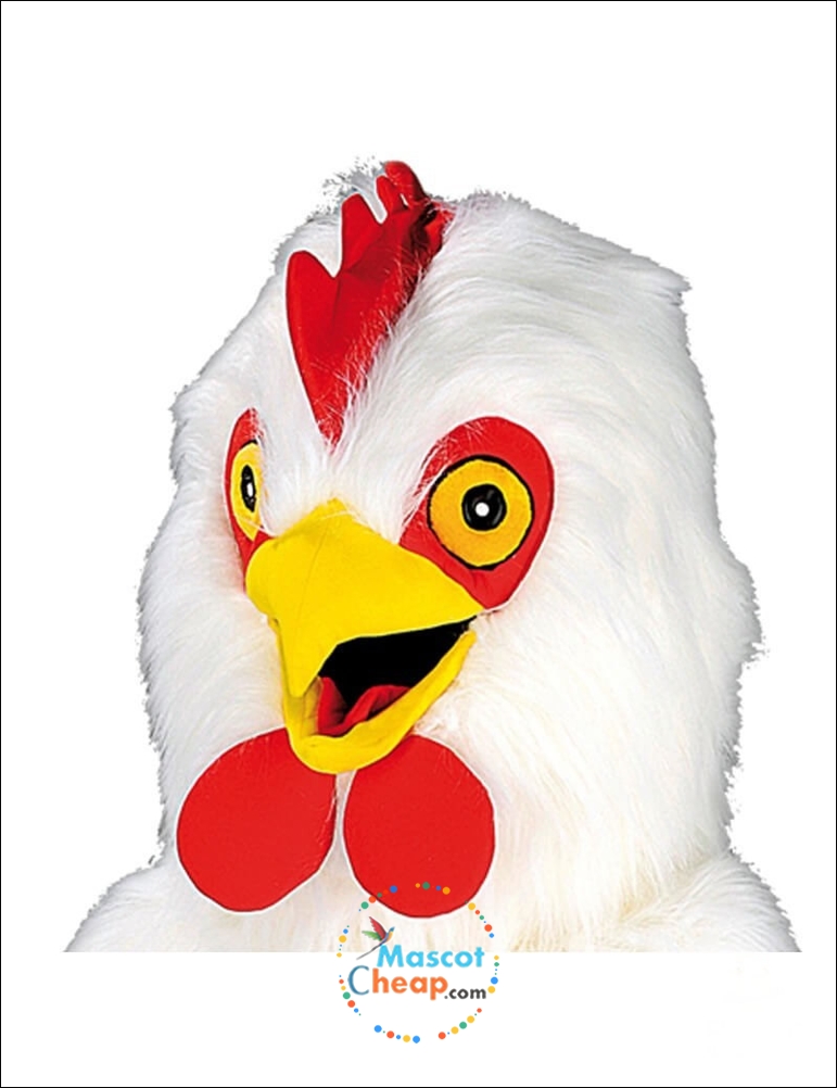 White Long Plush Chicken Mascot Costume