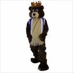 Dark Brown King Bear Mascot Costume