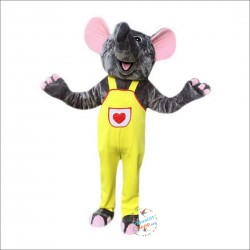 Gray Elephant Cartoon Mascot Costume