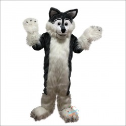 Gray Long Hairy Wolf Mascot Costume