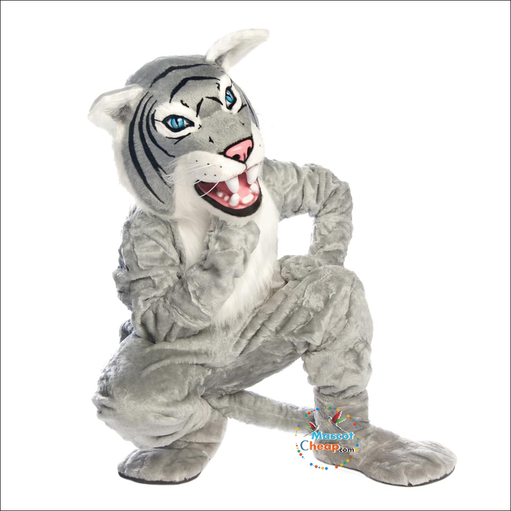 Gray Wildcat Mascot Costume For Cheap