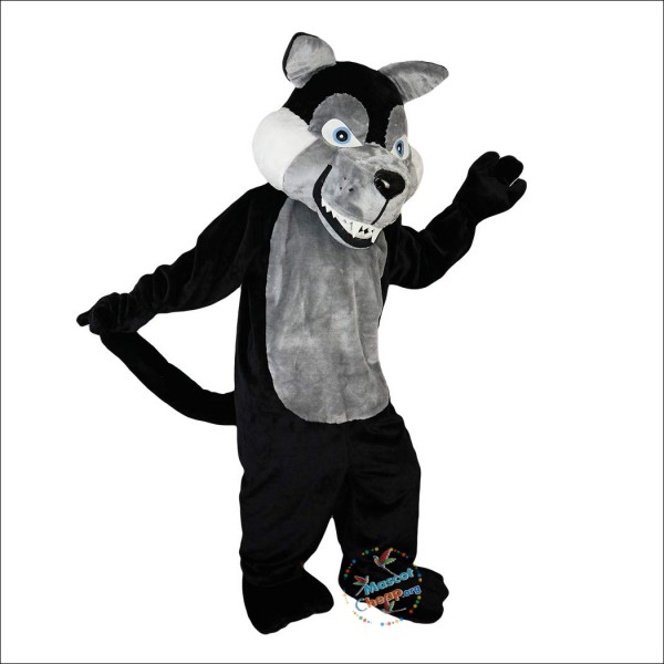 Gray Wolf Wolfish Cartoon Mascot Costume