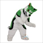 Green Fox Dog Husky Cartoon Mascot Costume