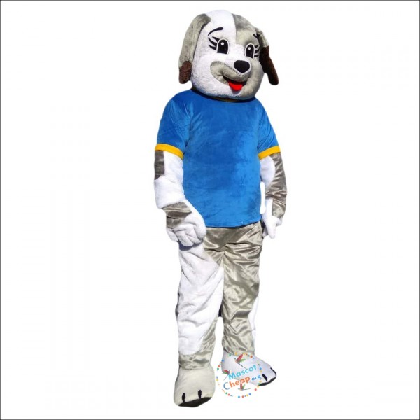 Grey Dog Cartoon Mascot Costume