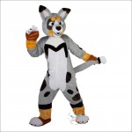 Grey Fox Dog Husky Cartoon Mascot Costume