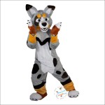 Grey Fox Dog Husky Cartoon Mascot Costume