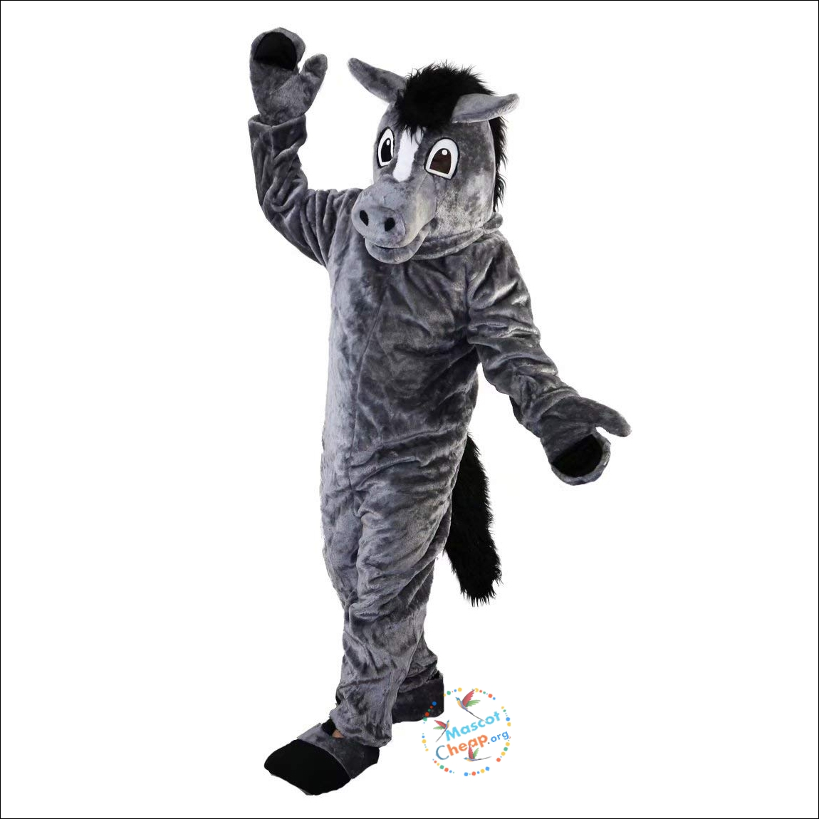 Grey Horse Cartoon Mascot Costume