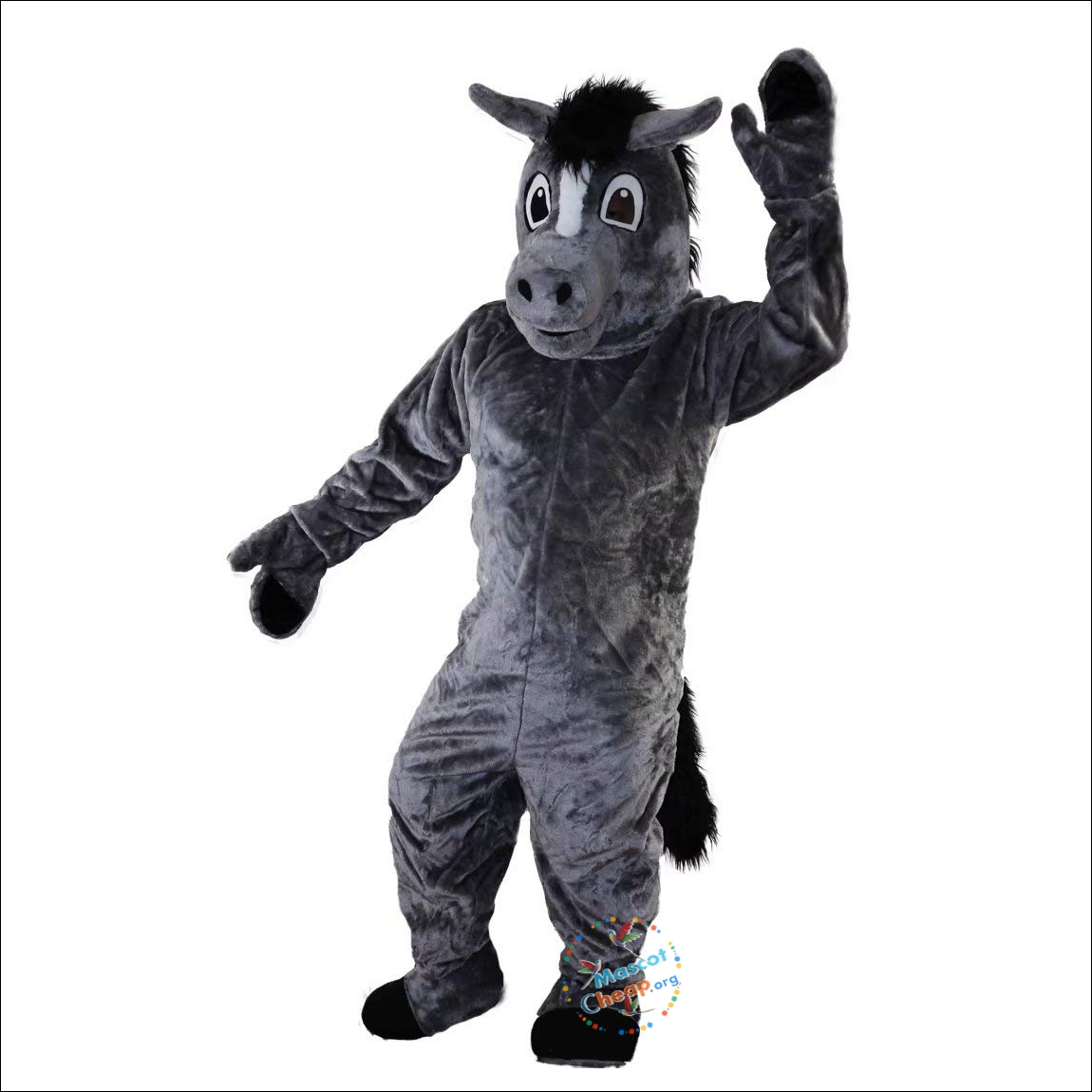 Grey Horse Cartoon Mascot Costume