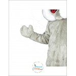 Grey Happy Rabbit Mascot Costume