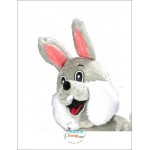 Grey Happy Rabbit Mascot Costume