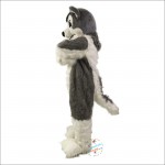 Grey Wolf Husky Dog Cartoon Mascot Costume