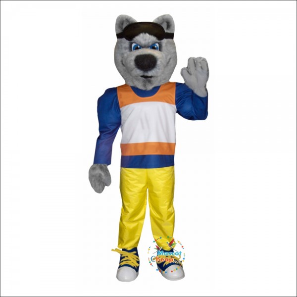 Handsome Ski Wolf Mascot Costume