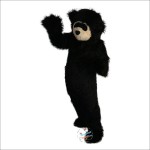 Long Hair Black Bear Cartoon Mascot Costume