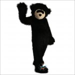 Long Hair Black Bear Cartoon Mascot Costume