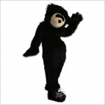 Long Hair Black Bear Cartoon Mascot Costume