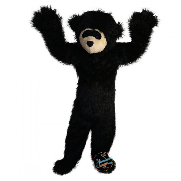 Long Hair Black Bear Cartoon Mascot Costume