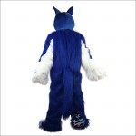 Long Hair Blue Wolf Cartoon Mascot Costume