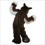 Long Hair Brown Wolf Cartoon Mascot Costume