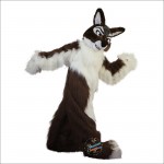 Long Hair Brown Wolf Cartoon Mascot Costume