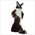 Long Hair Brown Wolf Cartoon Mascot Costume