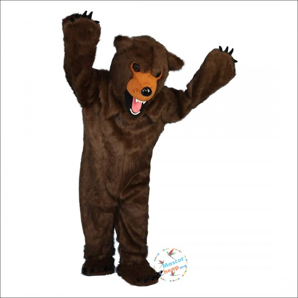 Longhair Brown Bear Cartoon Mascot Costume