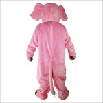 Pink Elephant Cartoon Mascot Costume