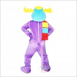 Purple Moose Elk Wapiti Cartoon Mascot Costume