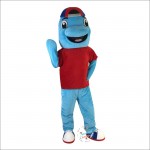 Sport Blue Dolphin Cartoon Mascot Costume