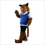 Sporty Tiger in Blue Vest Cartoon Mascot Costume