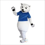 White Bear Cartoon Mascot Costume