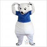 White Bear Cartoon Mascot Costume