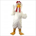 White Long-Haired Chicken, Bird Cartoon Mascot Costume