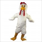 White Long-Haired Chicken, Bird Cartoon Mascot Costume